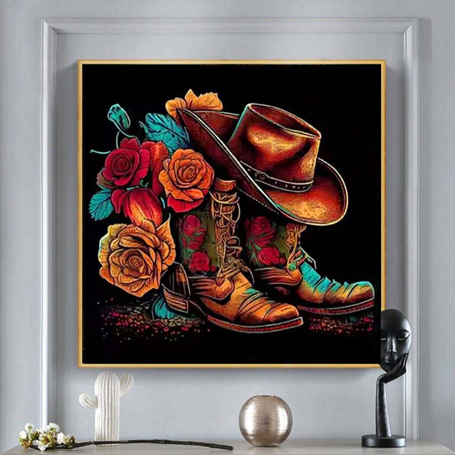 Resin Art With Rose - Botas de sombrero de vaquero, Kits