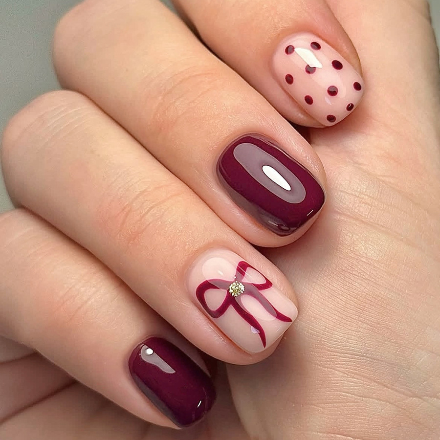 Resin Art And Deco - Uñas postizas cuadradas cortas con puntos