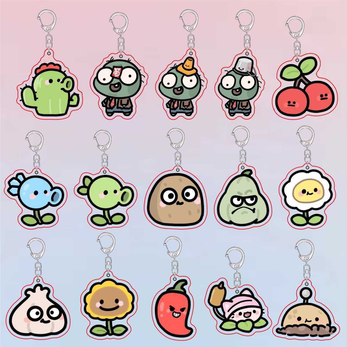 Resin Art Keychain - Llavero Acrílico de Plants Vs Zombies,