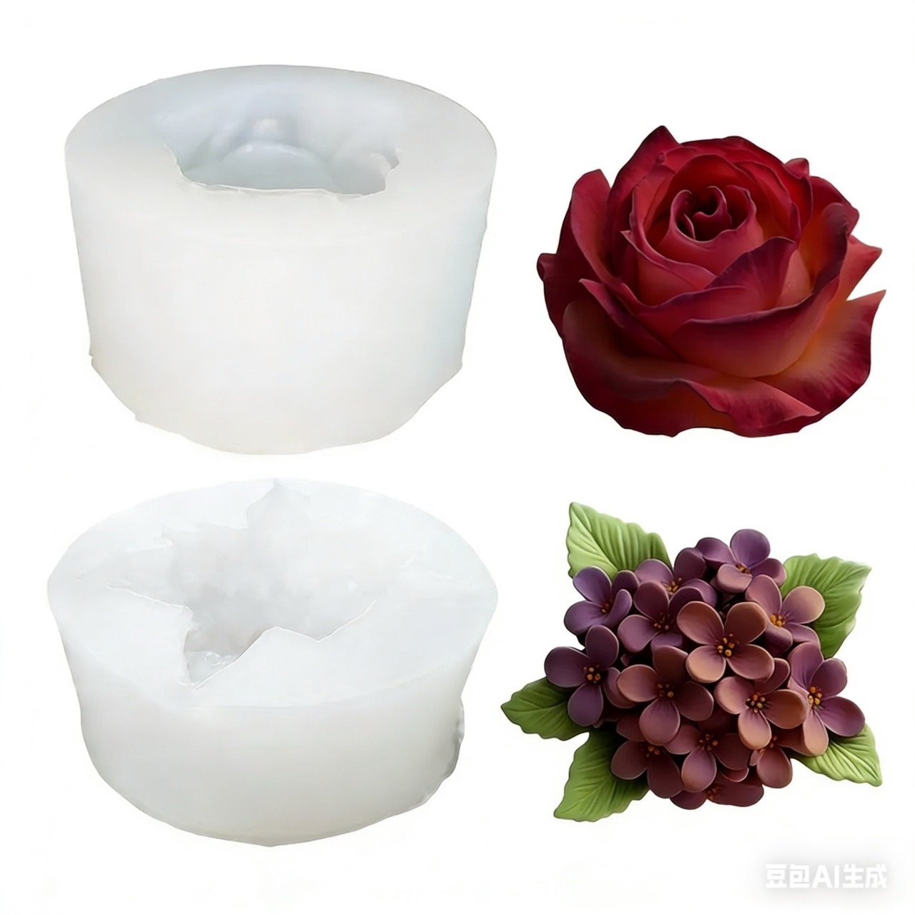 Resin Art With Rose - 2 piezas de moldes de silicona
