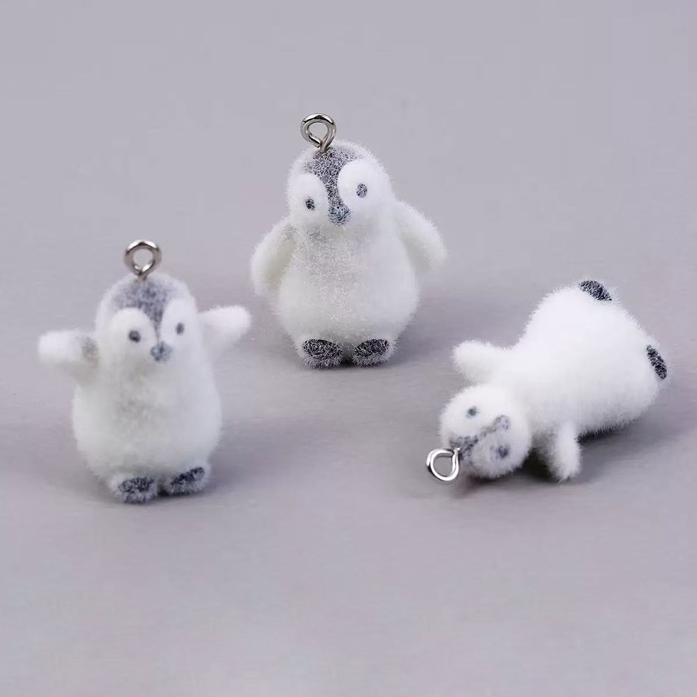 Resin Art Keychain - 5 uds flocado pequeño pingüino resina
