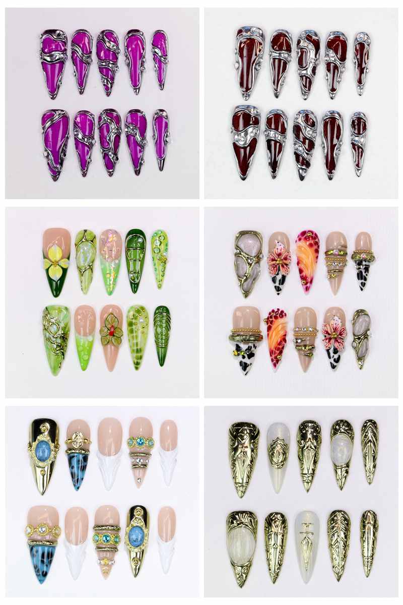 10 Uñas Postizas Stiletto Larg - Resin Art Flower reseña y precio